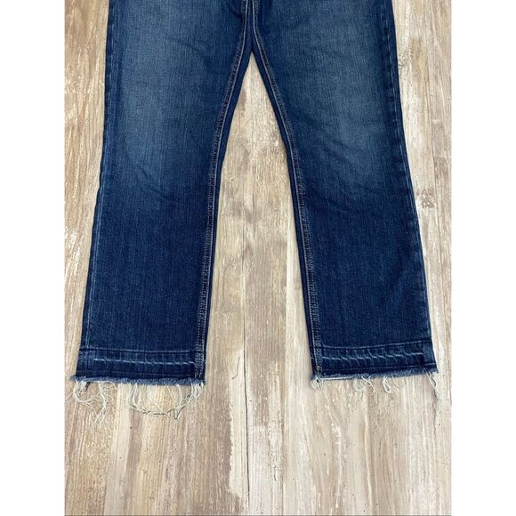 Current/Elliott Cropped Straight Leg Jeans Raw Hem Mid Rise Women’s Sz 27 Waist - Picture 2 of 8